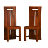 Maurice Solid Sheesham Wood High Back Chair (Natural Finish)